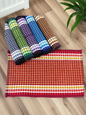 Handloom Cotton Rug || Machine Washable || Double Rulla 40x60cms (Brand BNL Deal)