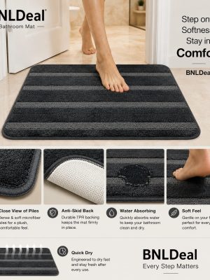 Bathroom Mat Anti-slip 50cm x 80cm ::Water-Absorbing::Machine-washable