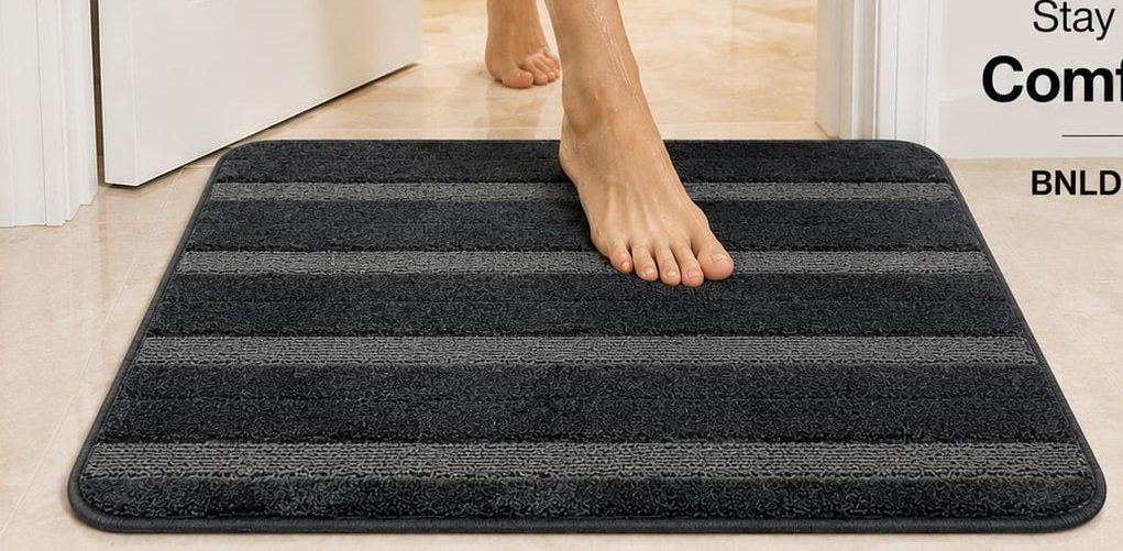 grey border mat int Grey Anti Slip Mat made with soft Microfiber 50x80cm